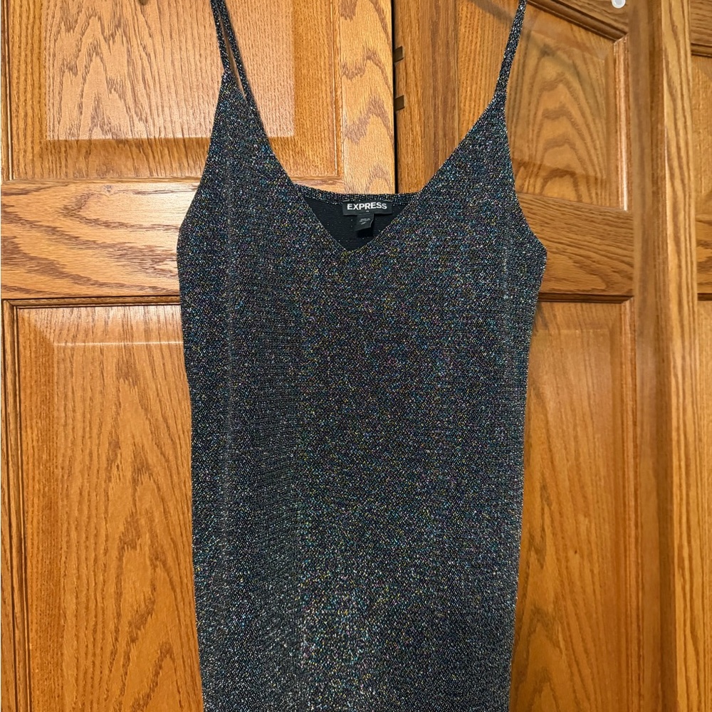 Express Shimmering Black Tank Top